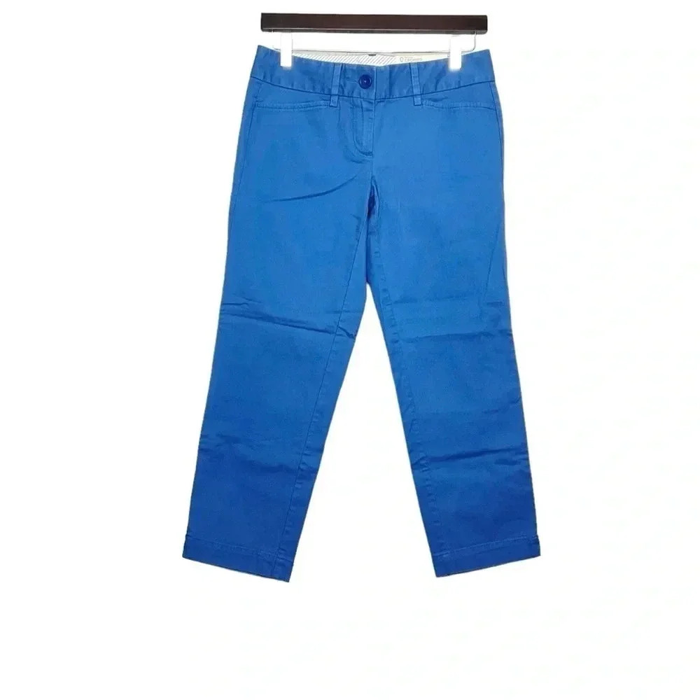 Ann Taylor Loft Blue Marisa Pants Cropped Cotton Size 0